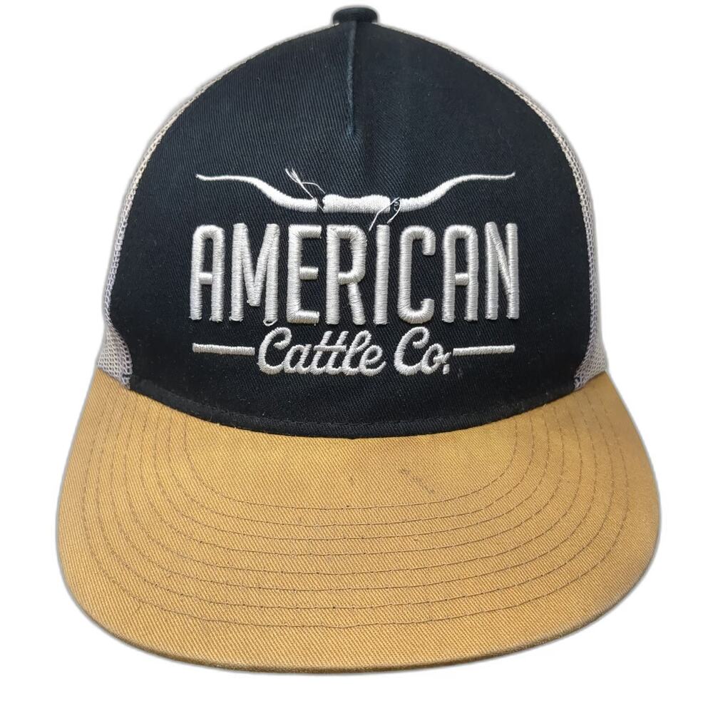 Rural Cloth Trucker Hat Black One Size American Cattle Co Longhorn Mesh Snapback